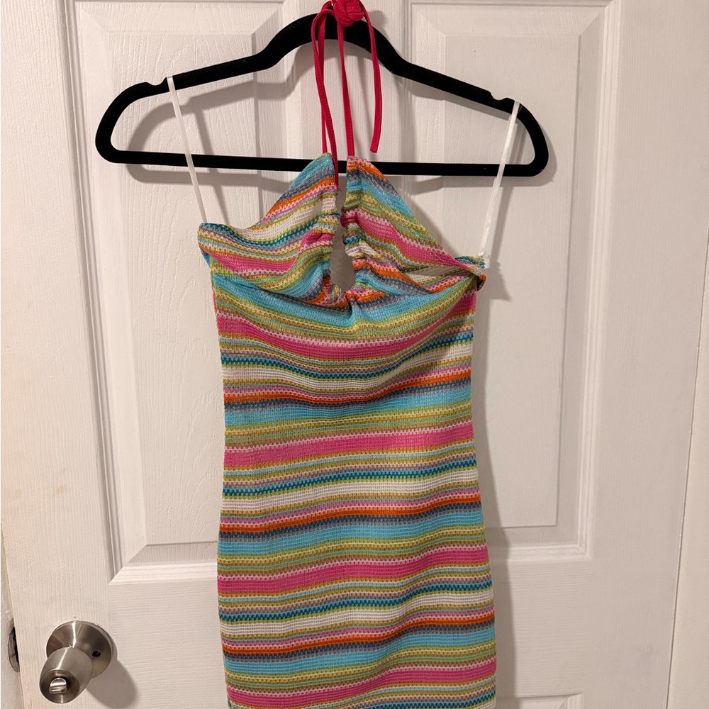 Colorful Striped Halter Dress